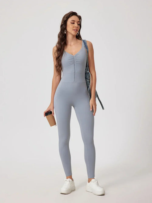 Pink Angelus® Strappy Zip Ruching Jumpsuit
