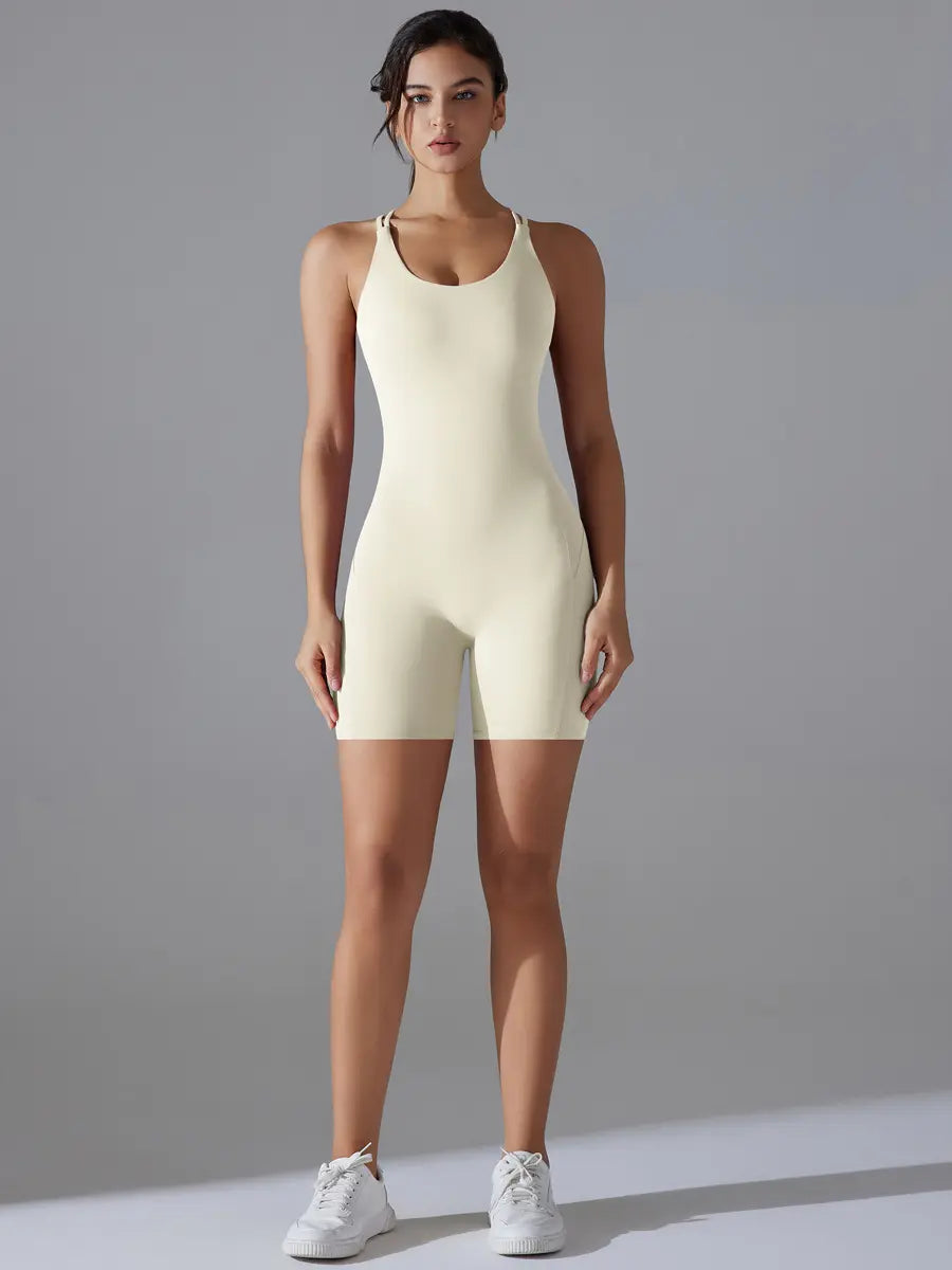 Cross Backless Shorts Jumpsuit