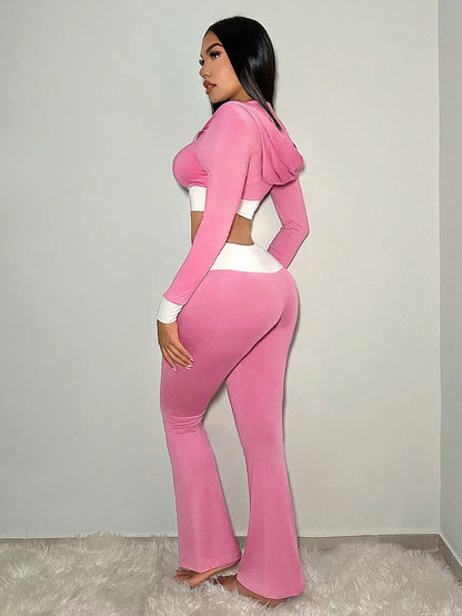 Jogger Pants Crop Hoodie Set