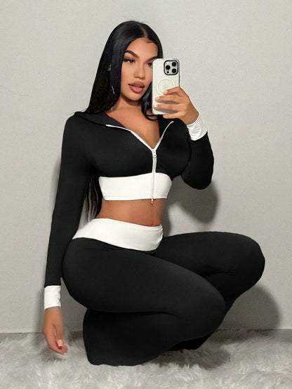 Jogger Pants Crop Hoodie Set