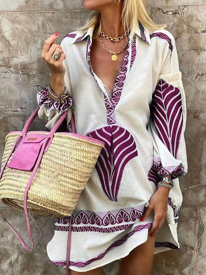Simple Unique Print Holiday Mini Dress