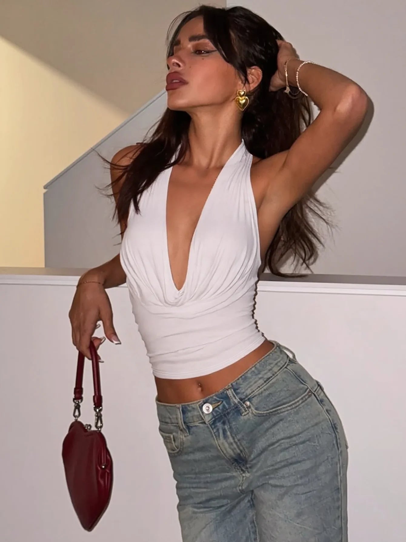 Comfea ® Swing Collar Backless Top