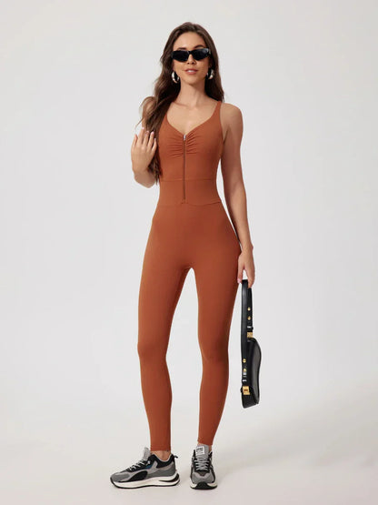 Pink Angelus® Strappy Zip Ruching Jumpsuit