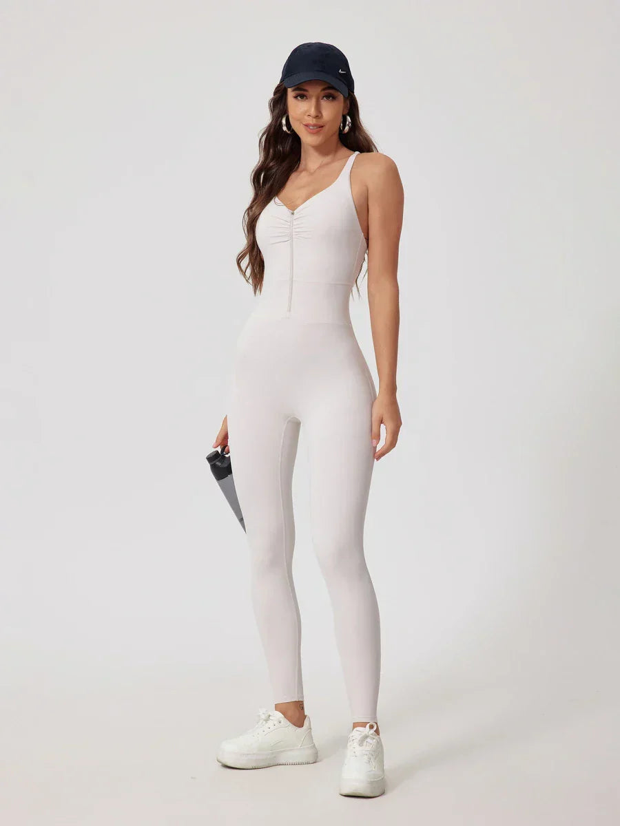 Pink Angelus® Strappy Zip Ruching Jumpsuit