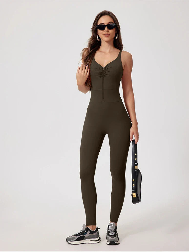 Pink Angelus® Strappy Zip Ruching Jumpsuit