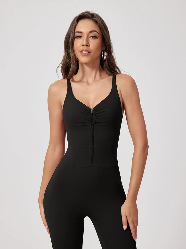 Pink Angelus® Strappy Zip Ruching Jumpsuit