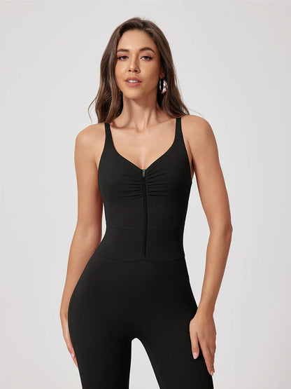 Pink Angelus® Strappy Zip Ruching Jumpsuit