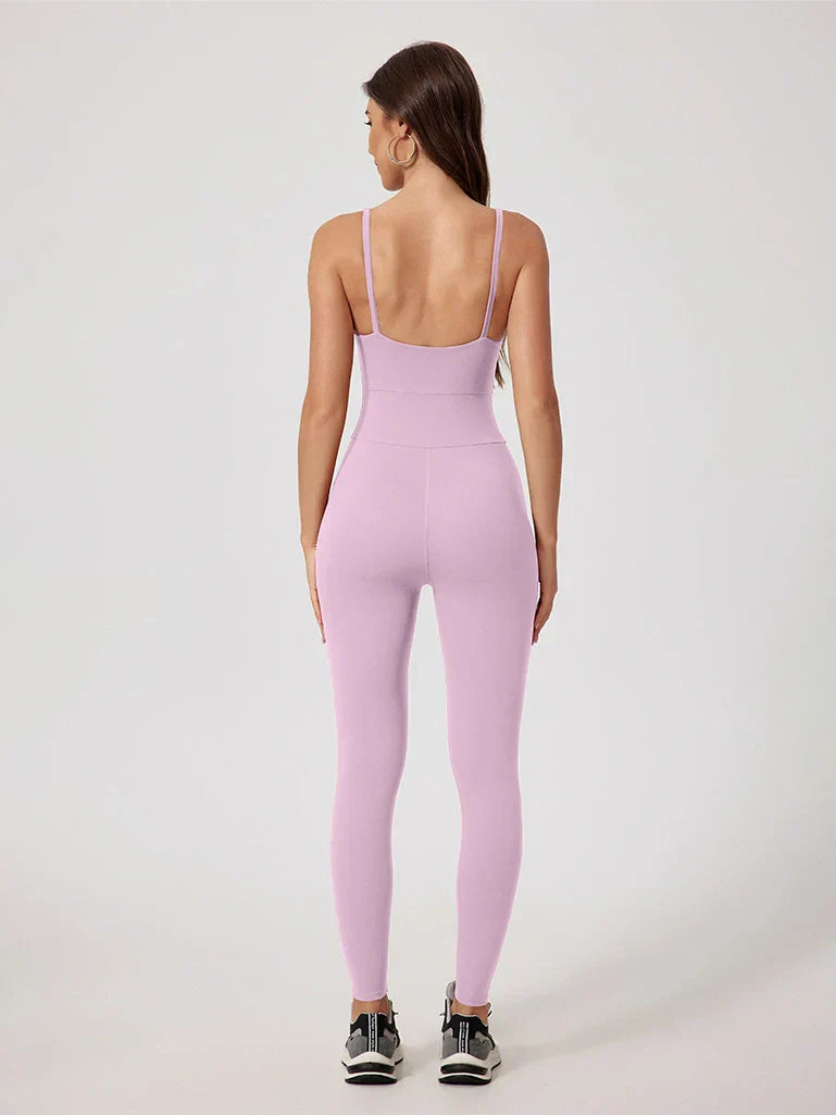 Pink Angelus® Strappy Zip Ruching Jumpsuit