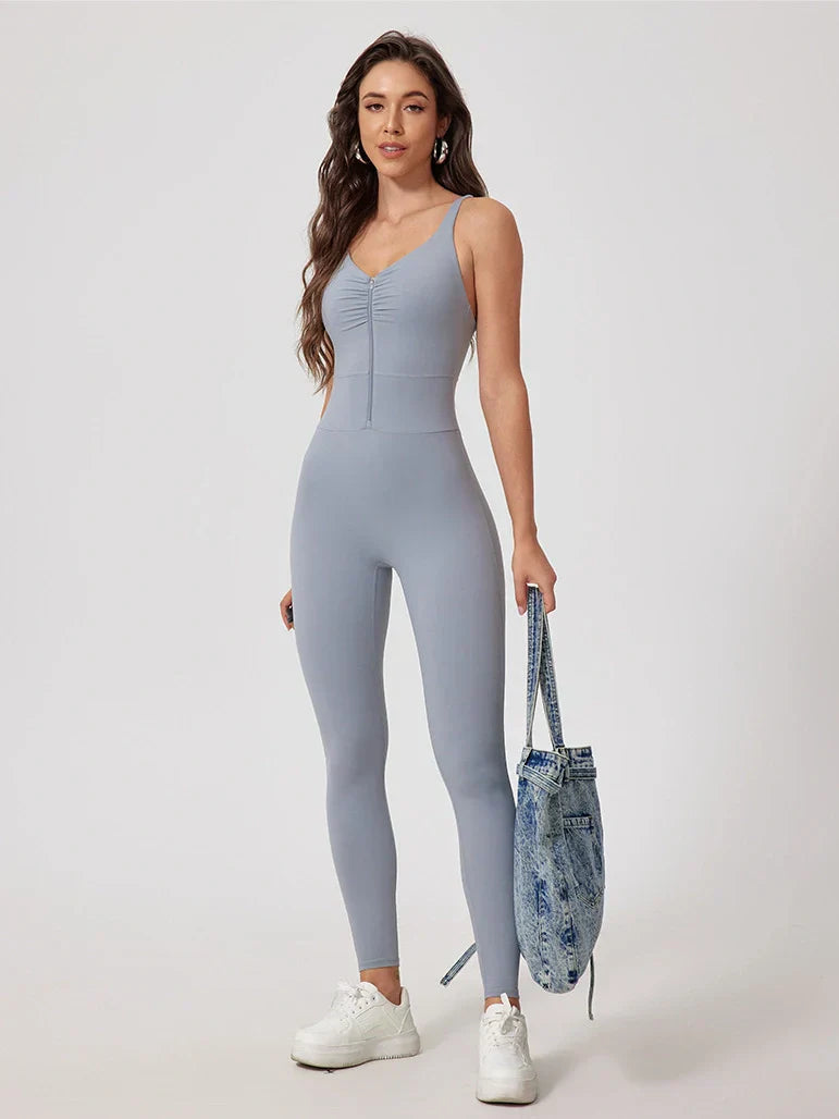Pink Angelus® Strappy Zip Ruching Jumpsuit