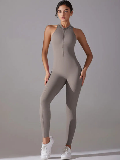 Pink Angleus® Front Zip Backless Jumpsuit